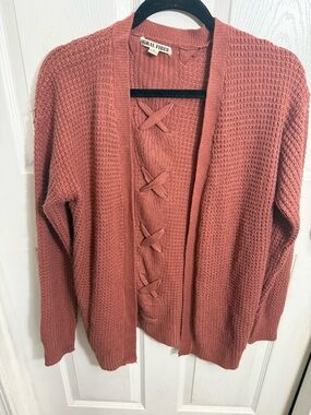 Moral Fiber Women's Open-Front Rust Knit Cardigan